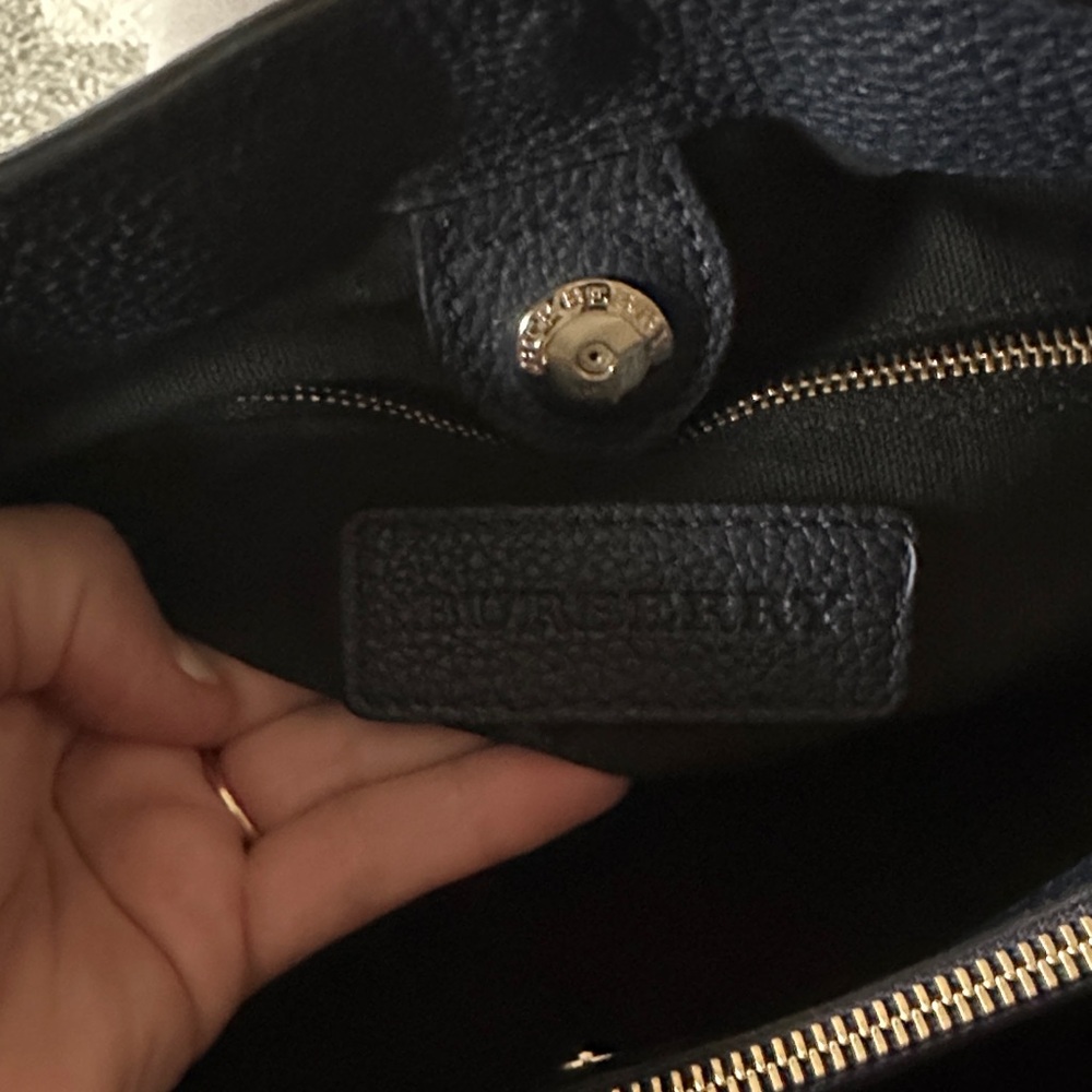 Burberry Navy Blue Leather Tote - Picture 3 of 12